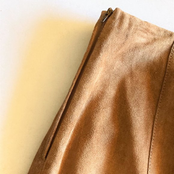 New! Weekend MaxMara tan brown suede long skirt, tiered ruffle (genuine leather) - Picture 8 of 8